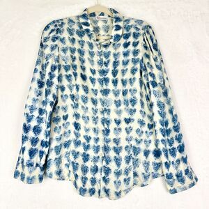 Red Valentino Silk Scribbled Heart Print Button Up Size 46 US 10 Quiet Luxury